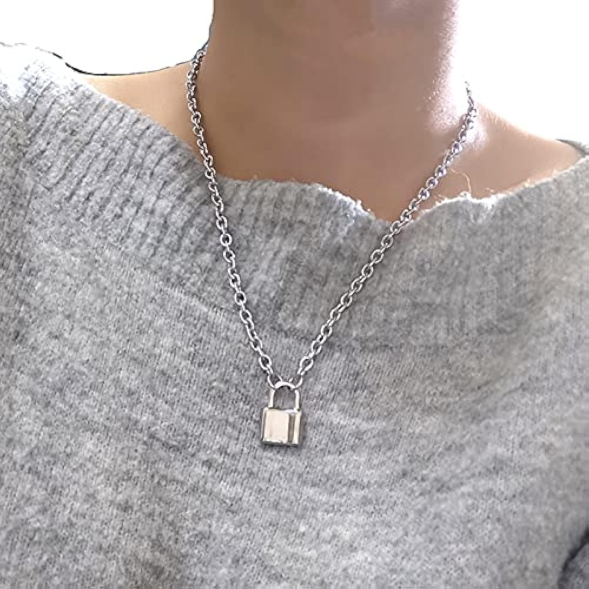 Men's Stainless Steel Padlock Choker Necklace